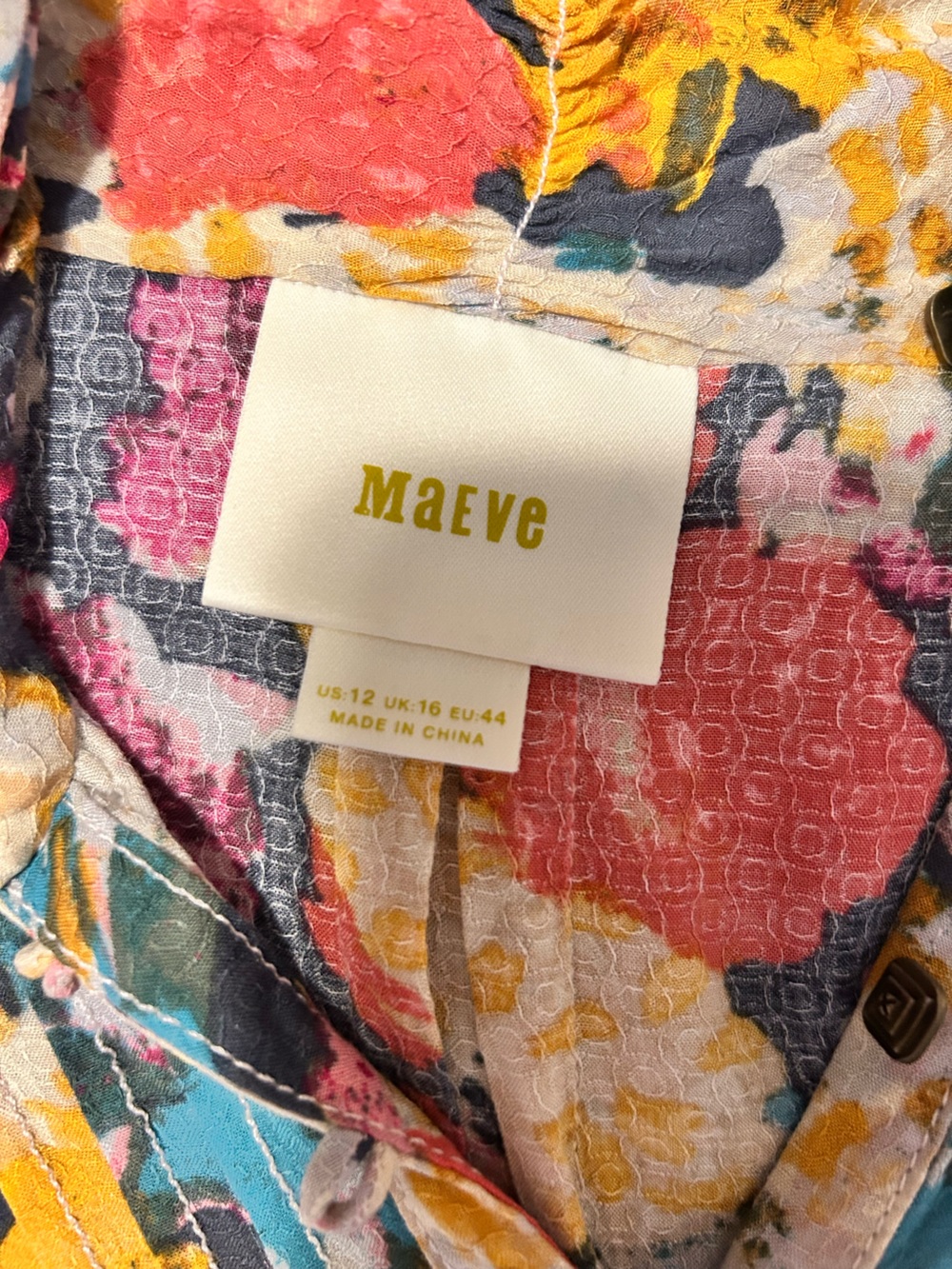 Maeve Multicolor Floral Button-Front Blouse Size 12 - Picture 5 of 5